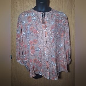 Floral Women's Top - Pink and White